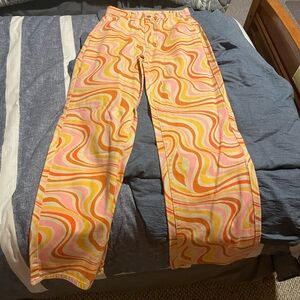 SHEIN Swirl Print High Waisted Jeans